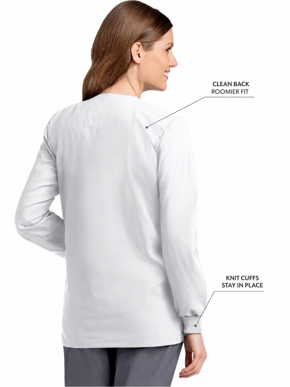 Landau Essentials White 4 Pocket Warm Up Scrub Jacket XL NWT - Picture 5 of 16